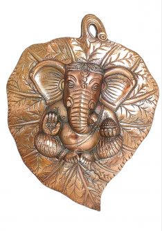 Ganesh on Leaf Wall Hanging 8.25"